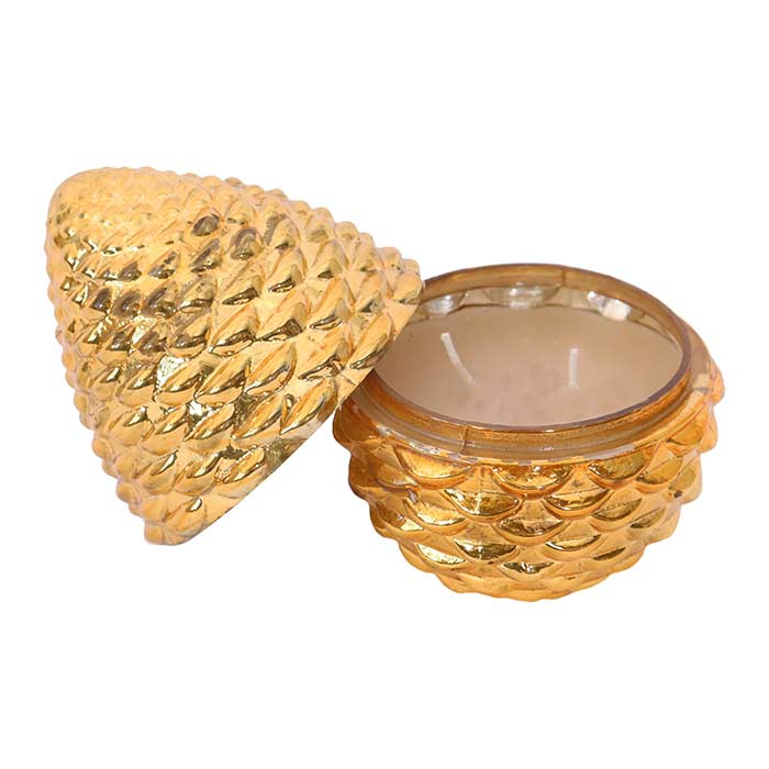 Glass Pine Cone with Vanilla Candle - L