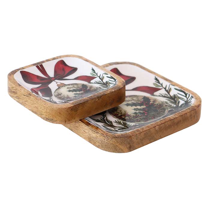Christmas Ball Square Plates - Set 2