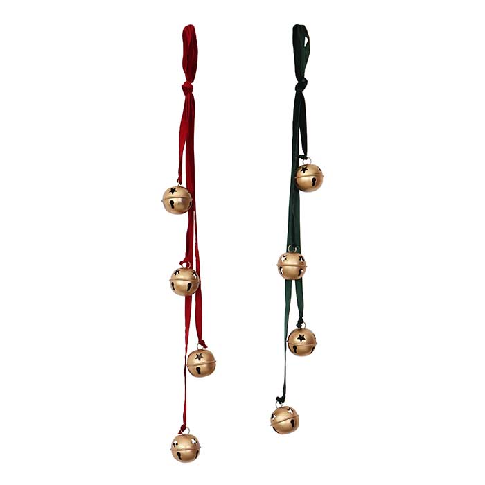 Velvet Bell Garland Red/Green - 2 Col Ass
