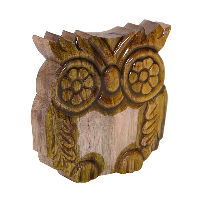 Green and Natural Wood Owl - S