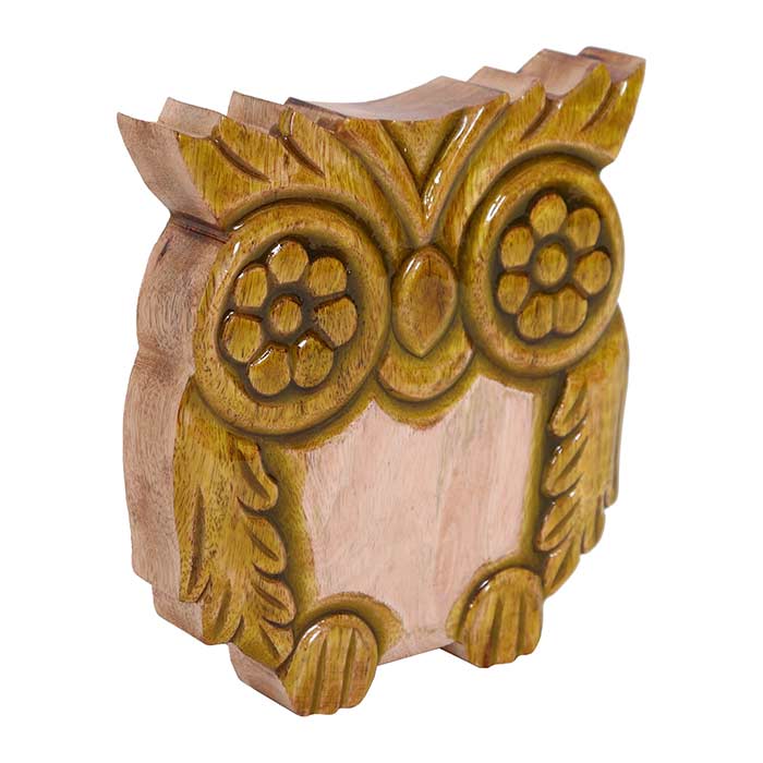 Green and Natural Wood Owl - L