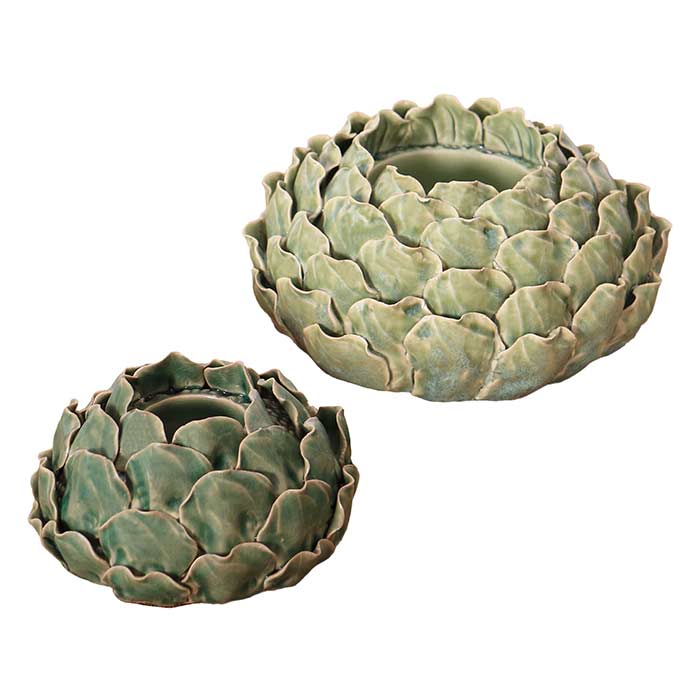 Flower Portacandela Green/Light Green - Set 2