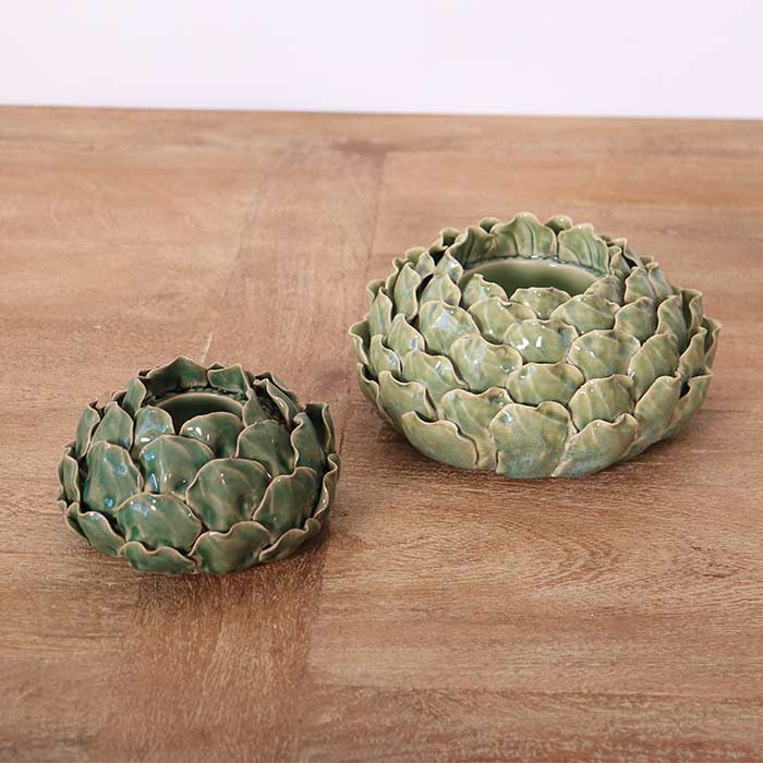 Flower Portacandela Green/Light Green - Set 2