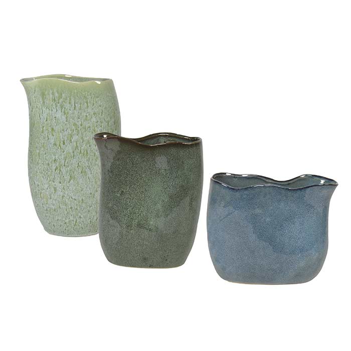 Vasi Tulip Blue/Dark Green/Light Green - Set 3