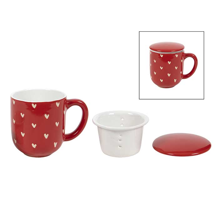 Mug + Infusore White Hearts