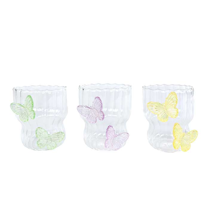 Portacandela Glass Butterfly - 3 Col Ass