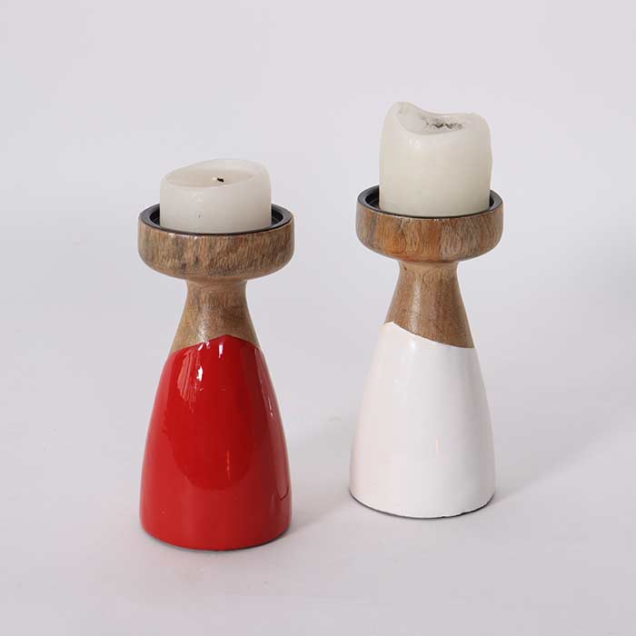 Portacandele Ruby/White - Set 2