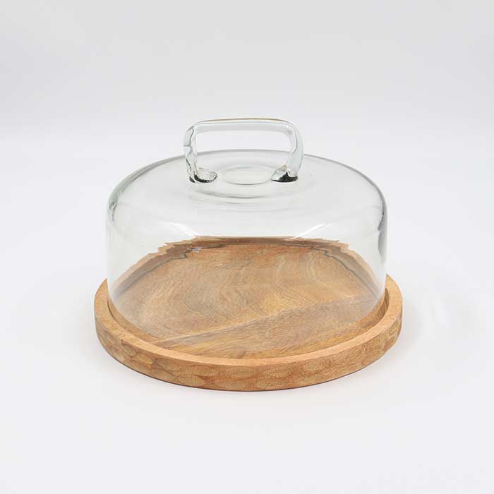Deco Plate with Glass Cloche - S
