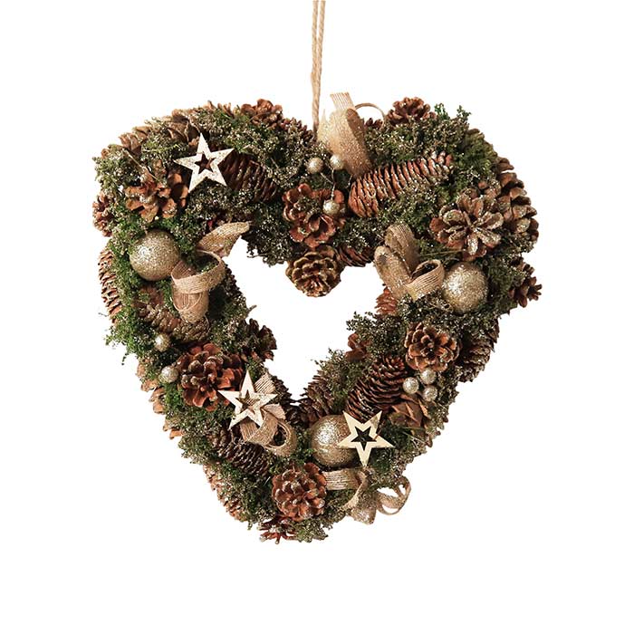 Ghirlanda Cuore Natural & Gold - Diam 35