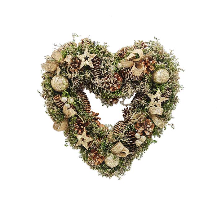 Ghirlanda Cuore Natural & Gold - Diam 35