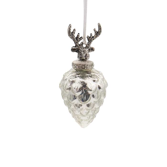 Pine Cone Decoration with Reindeer - S